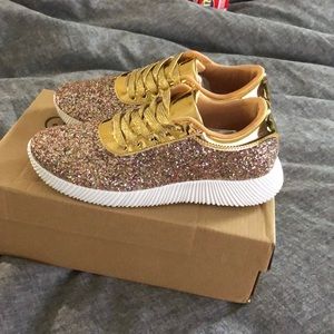 Gold glitter shoes